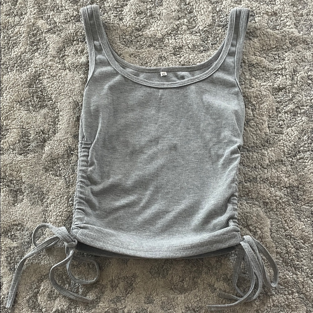 Gray Ribbed Tank Top